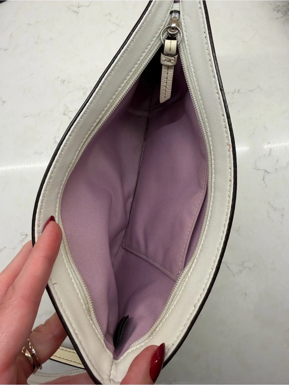 Coach Cream Patent Leather Wristlet Clutch